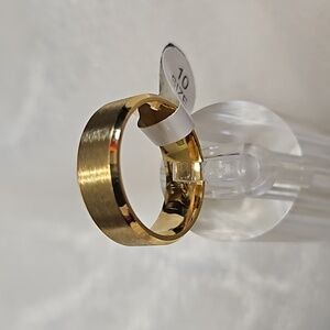 Unisex Gold Stainless Steel Band Engagement Ring Men's Wedding Band